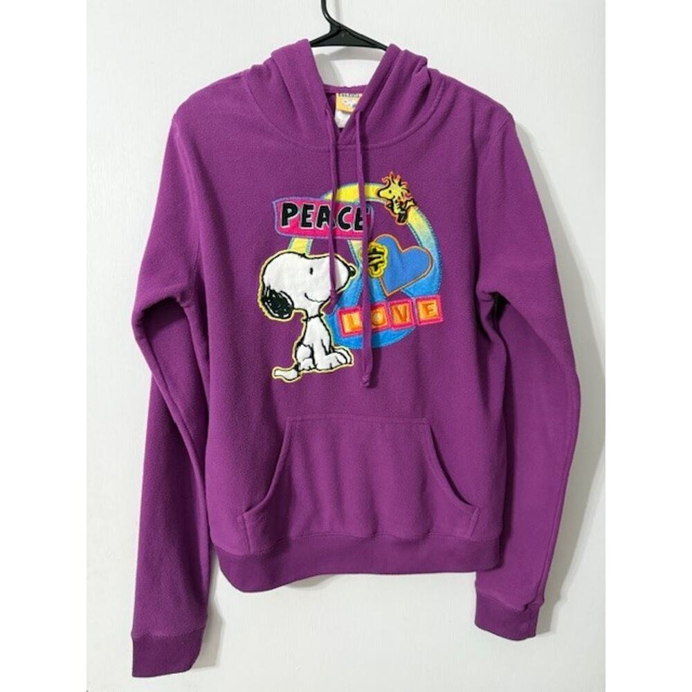 Snoopy & Woodstock Fleece Hoodie Embroidered Pullover- Size L Teen/M Women's